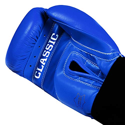 Title Classic Leather Elastic Training Gloves 2.0 - color: Blue, size: 18 oz