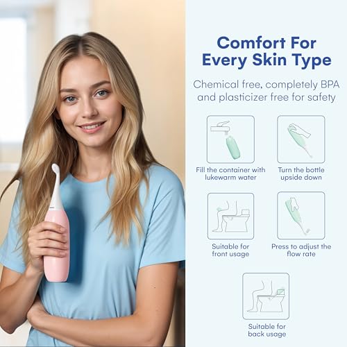 오리지널 HAPPYPO 휴대용 비데 l Easy-Bidet 2.0 교체용 물티슈와 샤워 화장실 l 휴대용 비데 스프레이 및 버트 샤워기 여행용 - 페리 보틀 산후 - 로즈 - color: 장미., size: 1개(1팩)