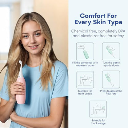 오리지널 HAPPYPO 휴대용 비데 l Easy-Bidet 2.0 교체용 물티슈와 샤워 화장실 l 휴대용 비데 스프레이 및 버트 샤워기 여행용 - 페리 보틀 산후 - 로즈 - color: 장미., size: 1개(1팩)