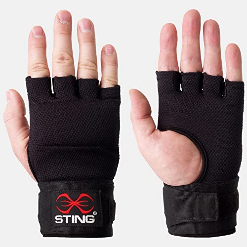 Elastic Quick Wraps by STING | Semi-Elastic Compression Fabric, Padded Knuckle Section, Expandable Finger Panels - color: Black, size: Large