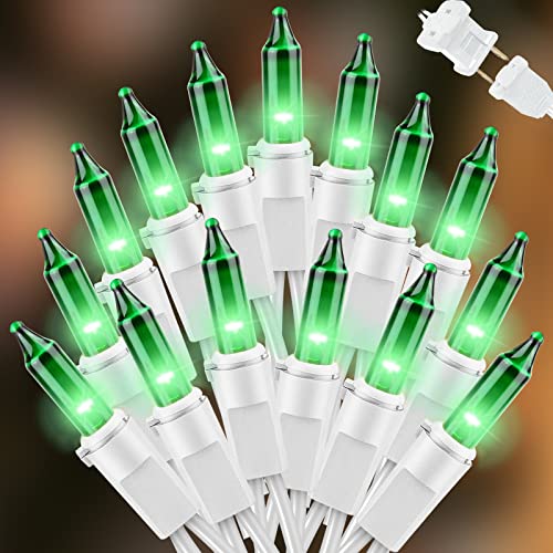 LAMPHOME St. Patrick Mini String Lights,100LED 21.6Ft St Patrick Day Lights, Waterproof Green Lights for Indoor Xmas Tree Garland Birthday Wedding Party Festival Decoration, White Wire - color: 100 Mini LED White Wire Green