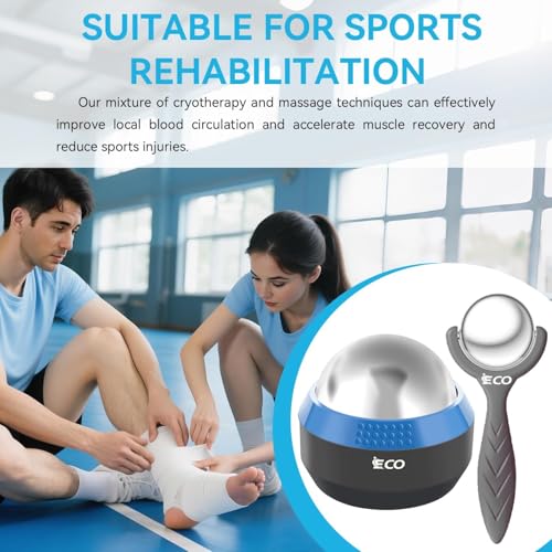 iECO Cold Massage Roller Ball - Ice Roller Ball for Muscles Deep Tissue, Cold & Heat Therapy, Plantar Fasciitis Roller - color: Blue+black
