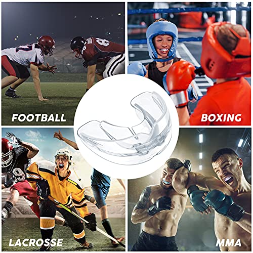 TOODOO 6 Pieces Braces Mouth Guard Kids Sports Mouth Guard for Kids Double Football Youth Mouthguards for Boxing Football Hockey Karate Basketball (Transparent, Transparent Purple/Blue) - color: Transparent, Transparent Purple/ Blue