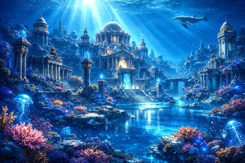 Dreamy Undersea Garden Palace PVC Fish Tank Background 24x12 Inches Underwater Ruins Aquarium Terrarium Background Bearded Dragon Reptile Gecko Tank Background Decoration with Tapes - color: Palaces, size: 24"x12"/60x30cm