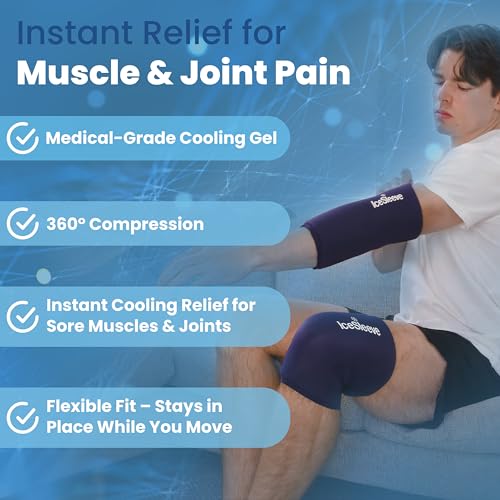 IceSleeve Elbow & Knee Ice Pack Wrap, Cold & Heat Therapy, Blue XL, 1 Pack | Reusable flexible gel ice pack for knee injuries, eases tennis elbow, golfers elbow, knee injuries, worn on skin or clothing