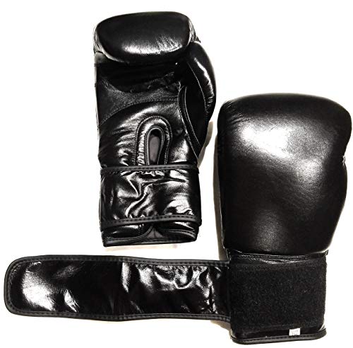 Top Grade Leather Boxing Gloves for Men and Women - Muay Thai Training Kickboxing Fighting Multi Layer Foam Sparring Gloves - Safety Strap Boxing Gloves with Black Palm 20oz, 22oz, 24oz - size: 20oz