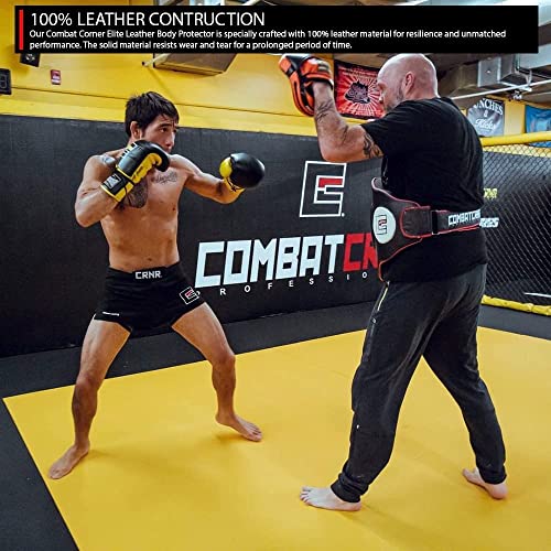 Elite Leather Belly Pad Protector - MMA Training Equipment Body Protection Armour Pads| Great for Muay Thai, Boxing, Kickboxing, BJJ, Jiu Jitsu, Judo and Mix Martial Arts