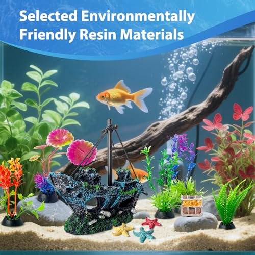 10Pcs Tank Accessories for Beta Fish,Small Fish Tank Decorations, Beta Fish Tank Starter Kit