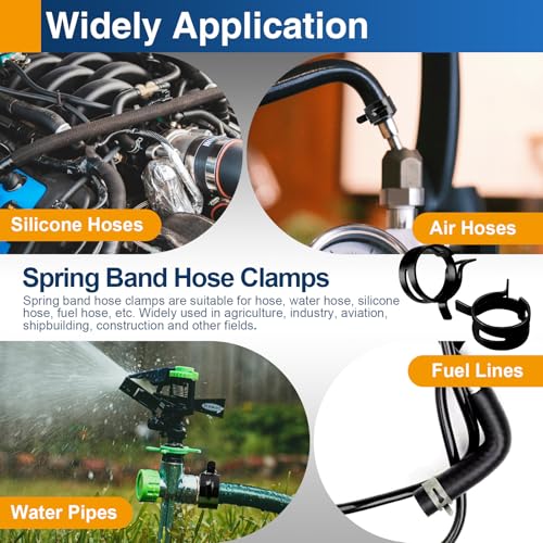 30PCS 6mm Spring Band Hose Clamps, for 6.5-7.2mm OD Hose | Constant tension spring steel, Self-adjusting clamping force - size: 6mm