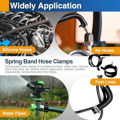 30PCS 6mm Spring Band Hose Clamps, for 6.5-7.2mm OD Hose | Constant tension spring steel, Self-adjusting clamping force - size: 6mm