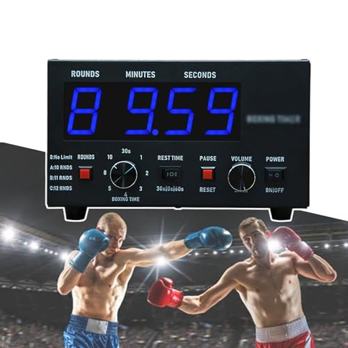 Portable Gym Timer, Boxing Interval Timer with Time Progress Bar, Adjustable Time, Frequency and Sound, Fitness Timer Clock for Muay Thai/MMA/Kickboxing,Blue - color: Blue