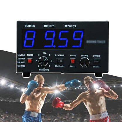 Portable Gym Timer, Boxing Interval Timer with Time Progress Bar, Adjustable Time, Frequency and Sound, Fitness Timer Clock for Muay Thai/MMA/Kickboxing,Blue - color: Blue