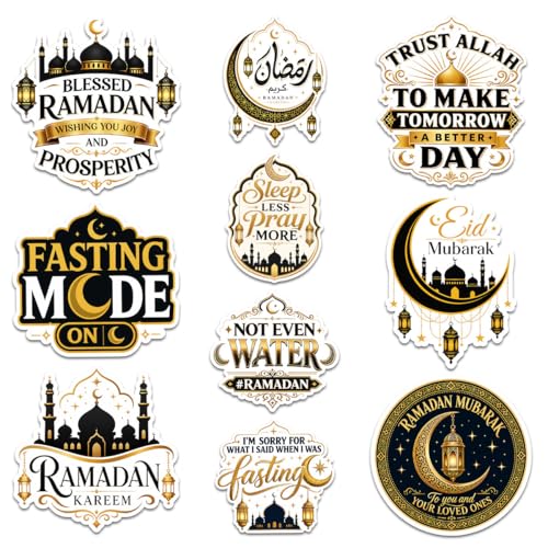 10PCS Ramadan Eid Stickers Islamic Greeting Vinyl Decals