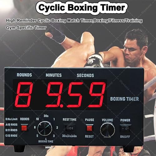 Boxing Interval Timer, Professional Gym Interval Timer with LED Display, Portable Boxing Timer with Adjustable Sound & Stopwatch, Selectable Training Time & Cycle Repetitions Green - color: Green