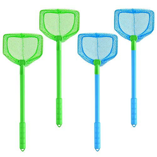 Coopay 4 Pieces Fishing Net Catching Bug Nets Fish Butterfly Nets Beach Toys for Kids Outdoor Playing (Blue, Green) - color: Blue, Green