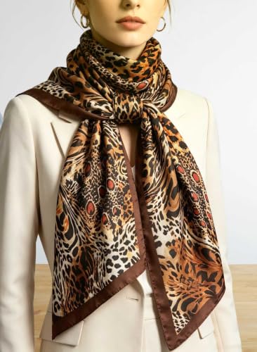 Xyueanlo Scarfs for Women Lightweight Scarves Fashion Print Floral Pattern Head Scarf Wraps Shawls - color: Red Brown