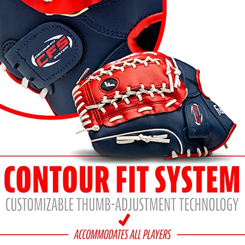 Franklin Sports Field Master Baseball + Softball Glove - Field Master Adult + Youth Baseball + Softball Mitt - Men's + Women's Gloves - color: Red/White/Blue, style: 12" - Trapeze Web