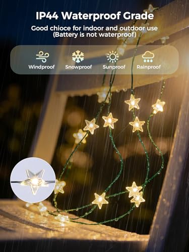 6 Packs 6.6ft 20LEDs Star Fairy Lights Battery Operated,Mini Star String Lights,Waterproof Twinkle Starry Light for DIY Gift Bottle Table Christmas Ramadan Wedding,Green Wire,Warm White - color: Green Wire, size: 120 Leds