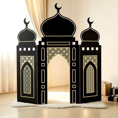 Amyhill Ramadan Eid Mosque Decorations 41 x 44.5 Inch, Black Gold - color: Black Gold