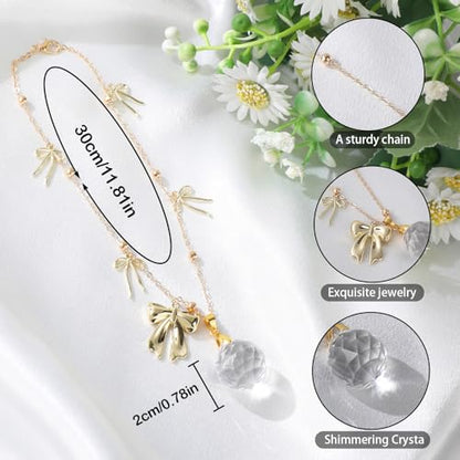 Bow Car Mirror Hanging Accessories - Gold Cute Coquettee Cars Charm - style: Bow
