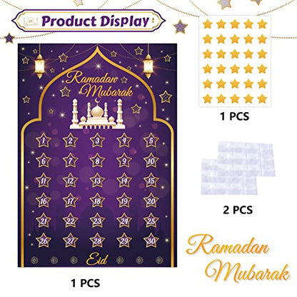 Ramadan Calendar 2025 Ramadan Decorations for Home Eid Activities for Kids Reusable Ramadan Decor Eid Mubarak Poster Ramadan Advent Calendar Decorations for Home Wall