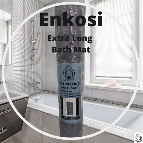 ENKOSI Non-Slip Bath & Shower Mat 40x16 Extra Long, Suction & Drain Holes | Aqua Green color; Durable PVC; 40x16 in, Aqua Green - color: Aqua Green