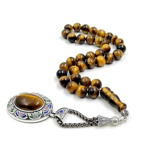 ALBASHAN Tasbih Men Natural Tiger Eye Stone Prayer Beads Muslim Misbaha 33 45 51 66 99 100Beads Professional Rosary Bead (12mmx51beads) - color: 12mmx51beads