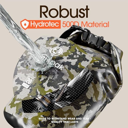 Earth Pak Waterproof Dry Bag - Roll Top Waterproof Backpack Sack Keeps Gear Dry for Kayak with Waterproof Phone Case - color: Camo, size: 10L