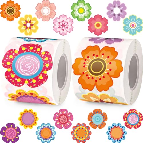 FEBSNOW 600Pcs Flower Stickers, Self Adhesive Spring Summer Floral Decals - style: Flower