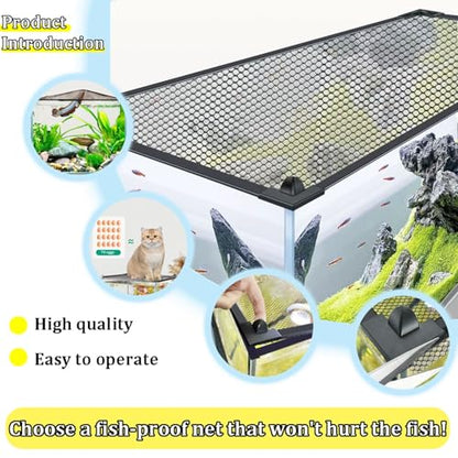DIY Magnetic Fish Aquarium Anti-Jumping net Cover, Mesh Terrarium lid Aquarium Hood, Reptiles from Jumping Out - size: 40x30cm/15.75x11.81"