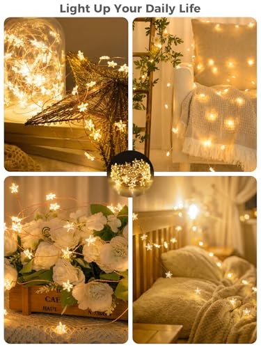 6 Packs 6.6ft 20LEDs Star Fairy Lights Battery Operated,Mini Star String Lights,Waterproof Twinkle Starry Light for DIY Gift Bottle Table Christmas Ramadan Wedding,Gold Wire,Warm White - color: Gold Wire, size: 120 Leds