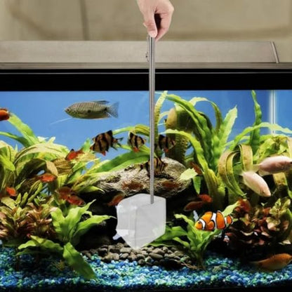 Aquarium Net with Extendable Long Handle, Adjustable Wastes Skimming Cleaning Tools Nylon Fishing Mesh Nets with Long Plastic Handle - color: square, style: L