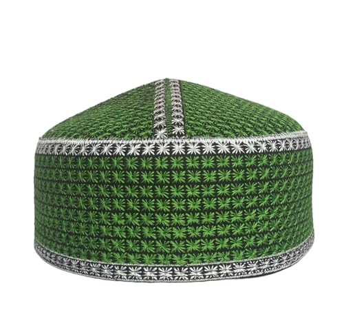 Men's Unisex Muslim Men Prayer Cap Ramadaan Cap Eid Cap Handmade Kufis Namaz Hat Beanie - color: Green, size: X-Large