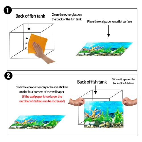 Double-Sided Aquarium Background, Coral Reef and Seabed Design, 12 x 20 Inches, Waterproof (Animal Print A)