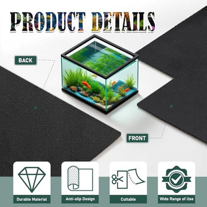 Aquarium Leveling Mat 2PCS/Set Neoprene Non-Slip Shockproof Fish Tank Pad Waterproof Textured Surface for Uneven Surfaces Durable Fish Tank Mat with Easy-Cut Edges (No Glue, 24x12 Inch) - size: 24x12 Inch, style: No Glue