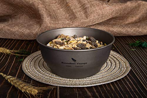 Boundless Voyage Ultralight Titanium Bowl Pan Plate Dish with Carry Bag Outdoor Camping Portable Tableware Cookware ((400ml Bowl)-Ti15163B) - color: (400ml Bowl)-Ti15163B