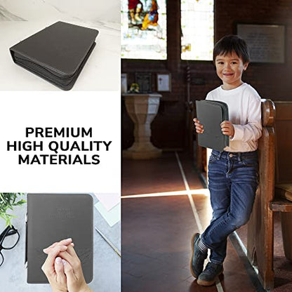 DEHITE Bible Cover Case for Men – Bible Carrying Case for Men – Grey Large Holder – Bag Fits Book 10.1 x 7 x 1.9 in – Pen Slots – Zippered Pocket – Premium Faux Leather – Christian Gift - size: Large Grey