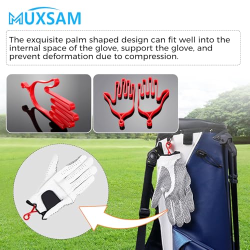 MUXSAM Golf Gloves Stretcher Holder Keeper Hanger Gloves Support Frame Golf Gloves Holder Rack Dryer Shaper Tool Accessories for Golfer Gloves Maintenance(1 Pair 2Pcs) - color: Red