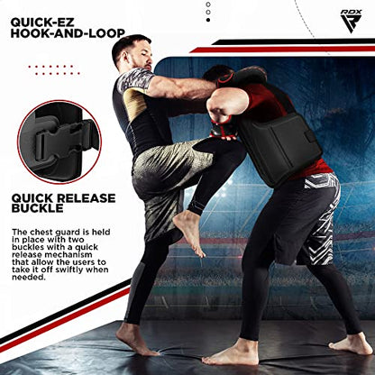 RDX Boxing Body Protector, MMA Kickboxing Muay Thai Boxing Chest Guard, Sparring Training Heavy Punching, Kara Adjustable Strike Shield, Martial Arts Upper Body Ribs Protection Pad, Taekwondo Vest - size: Small-Medium
