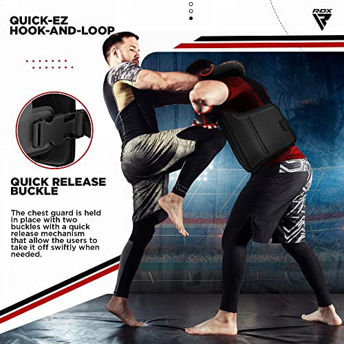 RDX Boxing Body Protector, MMA Kickboxing Muay Thai Boxing Chest Guard, Sparring Training Heavy Punching, Kara Adjustable Strike Shield, Martial Arts Upper Body Ribs Protection Pad, Taekwondo Vest - size: Large-X-Large