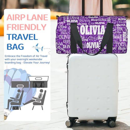 Personalized Sport Ballet Dance Bag, Bright Glitters Dark Purple | Customized Travel Duffel Tote with Name Overnight Weekender Perform Cheer Bag - color: Purple