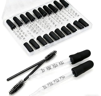 20Pcs Eye Dropper,1ML Droppers for Oils and Liquids and 2Pcs Cleaning Tools | These 20 Glass Droppers Include 10 Straight-tip and 10 Bent-tip Ones