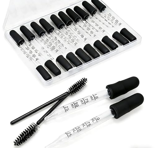 20Pcs Eye Dropper,1ML Glass Droppers for Oils, Liquids and Medicine | 10 Straight & 10 Bent Glass Pipettes With 2 Cleaning Tools Multipurpose Liquid, Water, Ear & Medicine Dropper