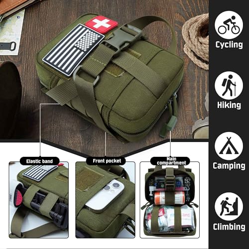Upgrade Molle Rip Away Ifak Pouch, Tactical Small Belt First Aid Pouch Medical Utility EMT Pouch Only - color: Upgrade - Green