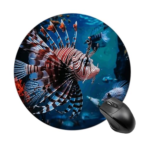 Comfortable Mousepad Waterproof Non-Slip Rubber Base Mouse Pad Fish in Fish Tank Round Printed Mouse Mat for Laptop Office