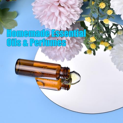 BIGLEE 100PCS 8ML Amber Small Glass Vials with Screw Caps - color: Amber, size: 8ML-100PCS
