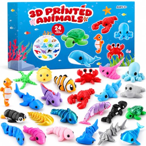 Advent Calendar 2026, 24-Day Countdown Calendar with 3D Printed Sea Animals