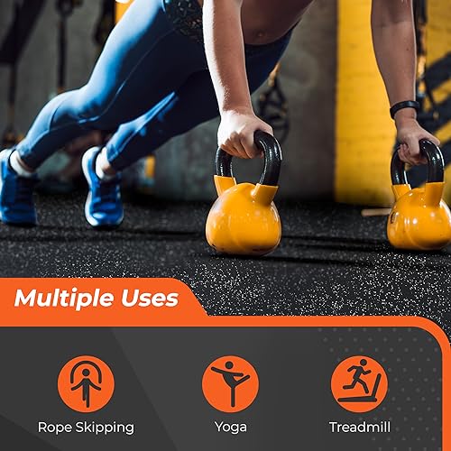 SUPERJARE 0.4'' Thick 6 Pcs 24 Sq Ft Rubber Top Exercise Equipment Mats, High Density EVA Foam Mats with Rubber Top, Interlocking Gym Flooring for Home Gym, Protective Workout Mat, Black/Grey - size: 6 Tiles (24 Sq Ft)