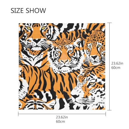 Bolaz Women's Square Silk Hair Scarves and Wraps Headscarf Abstract Head Neck Scarf Bandana 24inch - color: Tigers