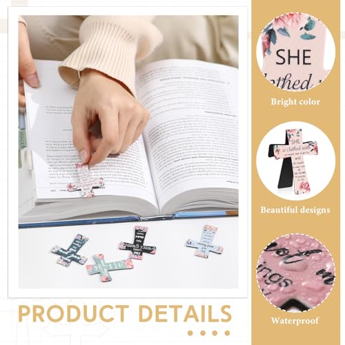Resurhang 48 Pcs Magnetic Bookmarks Christian Cross Magnetic Page Markers Religious Bible Verses Bookmarks for Mother's Day Women Student Church Study Group Graduation Coworker Team (Flower) - style: Flower